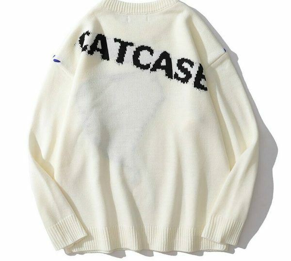 Y2K Heart Pattern Knitted Streetwear Sweater