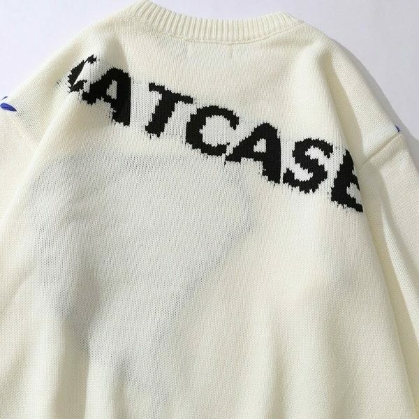 Y2K Heart Pattern Knitted Streetwear Sweater