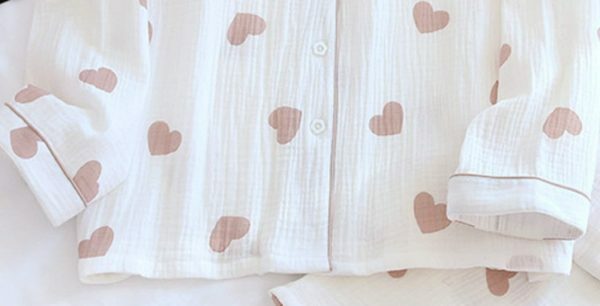 Y2K Heart Print Cotton Pajama Set | Cozy Streetwear Outfit for Women