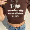 Y2K Heart Print Funny Slogan Crop Tee for Women - Retro Streetwear Top