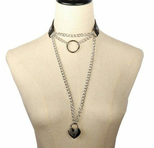 Y2K Heart-Shaped Pendant Necklace with Punk Chain