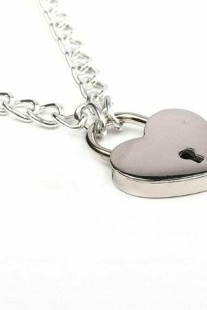 Y2K Heart-Shaped Pendant Necklace with Punk Chain