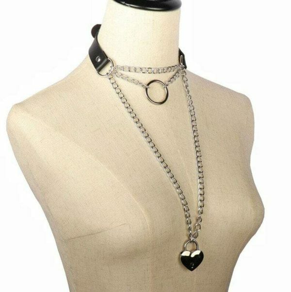 Y2K Heart-Shaped Pendant Necklace with Punk Chain