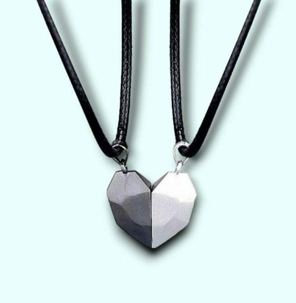 Y2K Heart-Shaped Stainless Steel Magnetic Necklace for Couples