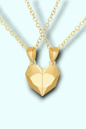 Y2K Heart-Shaped Stainless Steel Magnetic Necklace for Couples