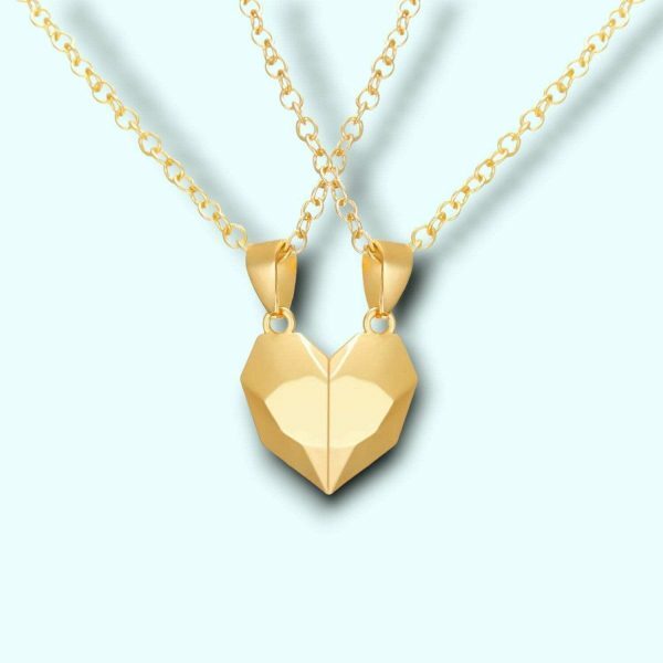 Y2K Heart-Shaped Stainless Steel Magnetic Necklace for Couples