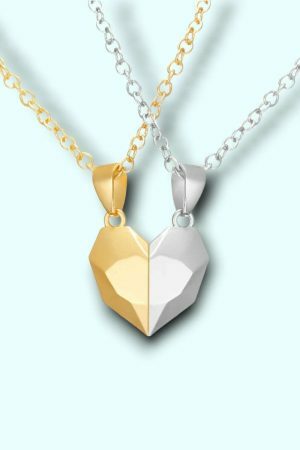 Y2K Heart-Shaped Stainless Steel Magnetic Necklace for Couples