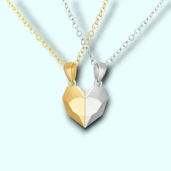 Y2K Heart-Shaped Stainless Steel Magnetic Necklace for Couples