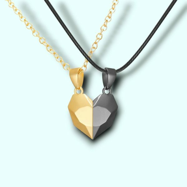 Y2K Heart-Shaped Stainless Steel Magnetic Necklace for Couples