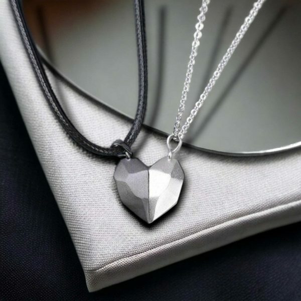 Y2K Heart-Shaped Stainless Steel Magnetic Necklace for Couples