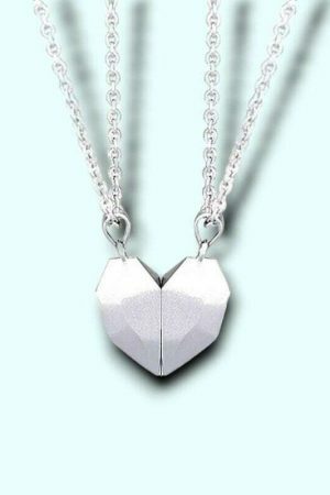 Y2K Heart-Shaped Stainless Steel Magnetic Necklace for Couples