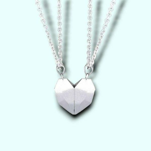 Y2K Heart-Shaped Stainless Steel Magnetic Necklace for Couples