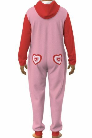 Y2K Heart Sleeper Hooded Zip Jumpsuit - Trendy Unisex Cozy Plush Pajamas