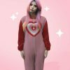 Y2K Heart Sleeper Hooded Zip Jumpsuit - Trendy Unisex Cozy Plush Pajamas