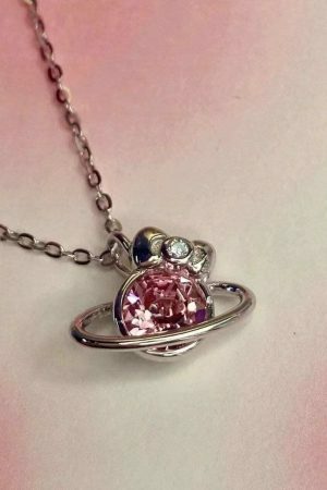 Y2K Hello Kitty Crystal Pendant Necklace