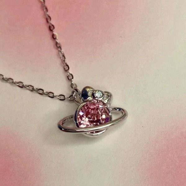 Y2K Hello Kitty Crystal Pendant Necklace