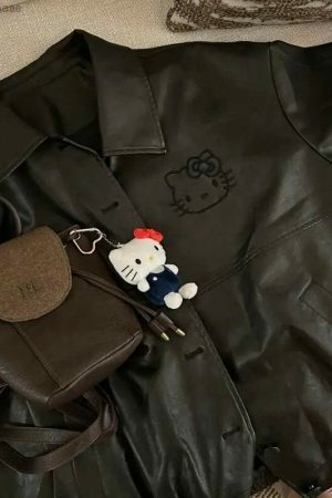 Y2K Hello Kitty Streetwear Leather Jacket