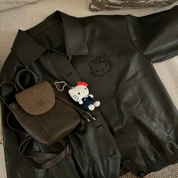 Y2K Hello Kitty Streetwear Leather Jacket