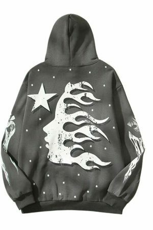 Y2K Hellstar Embroidery Hoodie: Streetwear Retro Style Casual Top