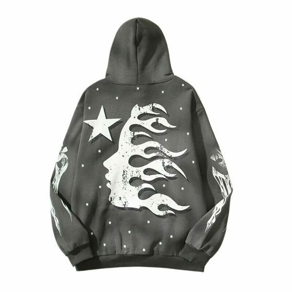 Y2K Hellstar Embroidery Hoodie: Streetwear Retro Style Casual Top