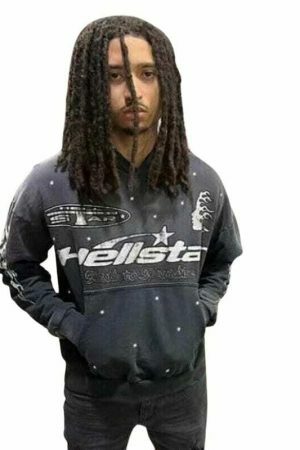 Y2K Hellstar Embroidery Hoodie: Streetwear Retro Style Casual Top