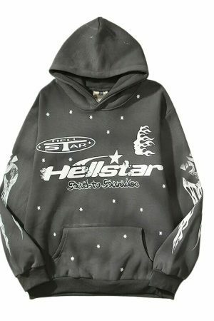 Y2K Hellstar Embroidery Hoodie: Streetwear Retro Style Casual Top