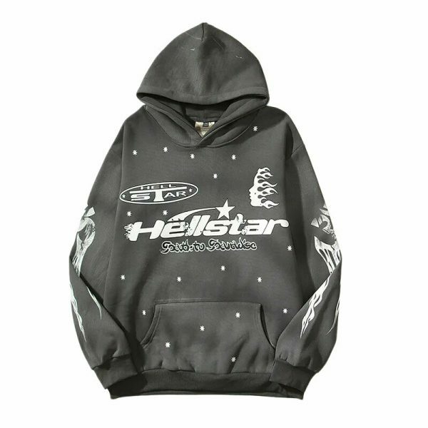 Y2K Hellstar Embroidery Hoodie: Streetwear Retro Style Casual Top