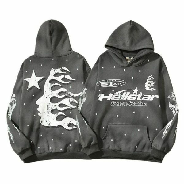 Y2K Hellstar Embroidery Hoodie: Streetwear Retro Style Casual Top