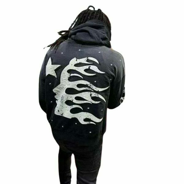 Y2K Hellstar Embroidery Hoodie: Streetwear Retro Style Casual Top