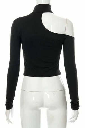 Y2K High Neck Synthetic Fabric Women's Streetwear Top