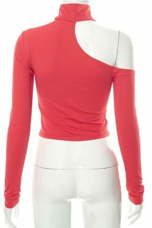 Y2K High Neck Synthetic Fabric Women's Streetwear Top