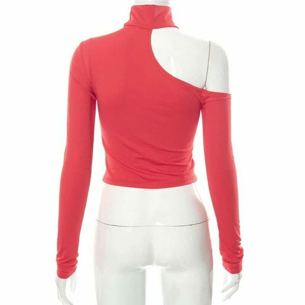 Y2K High Neck Synthetic Fabric Women's Streetwear Top