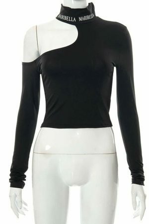 Y2K High Neck Synthetic Fabric Women's Streetwear Top