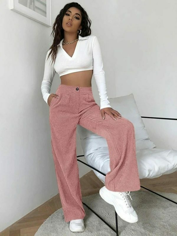 Y2K High Waist Corduroy Pants | Loose Straight Fit | Women's Streetwear Fashion