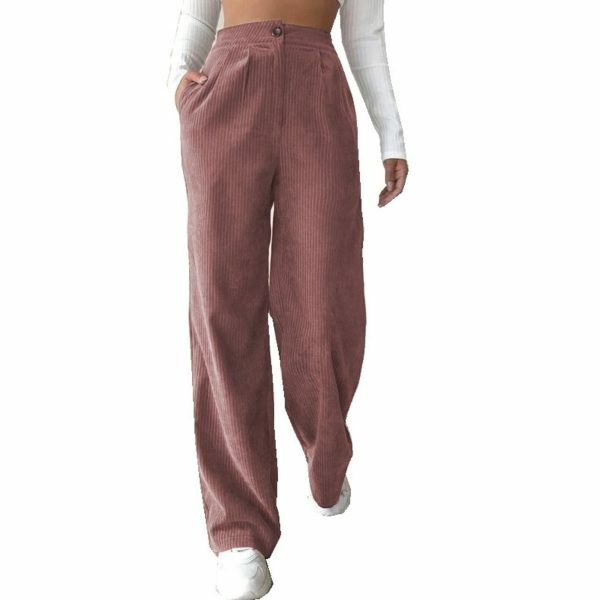 Y2K High Waist Corduroy Pants | Loose Straight Fit | Women's Streetwear Fashion