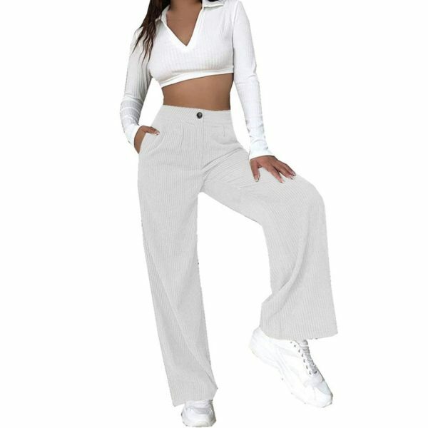 Y2K High Waist Corduroy Pants | Loose Straight Fit | Women's Streetwear Fashion