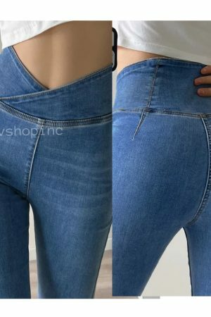 Y2K High Waist Flared Denim Pants for Women - Streetwear Stretch Jeans