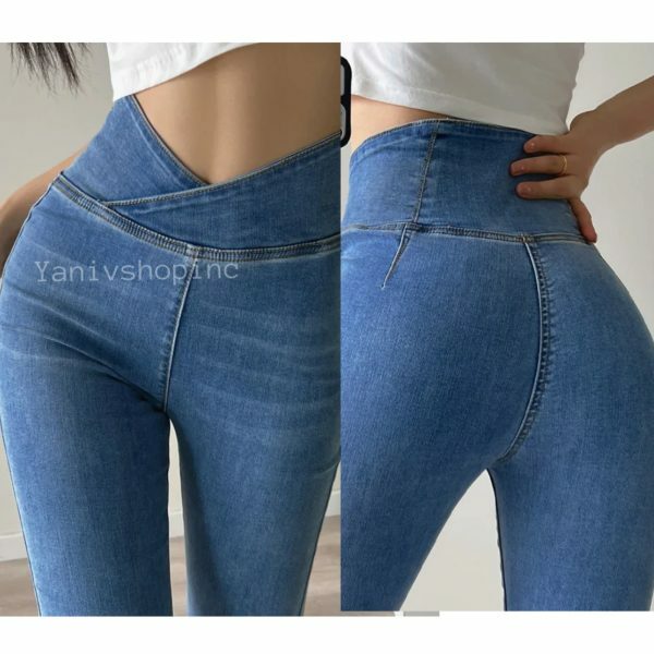 Y2K High Waist Flared Denim Pants for Women - Streetwear Stretch Jeans