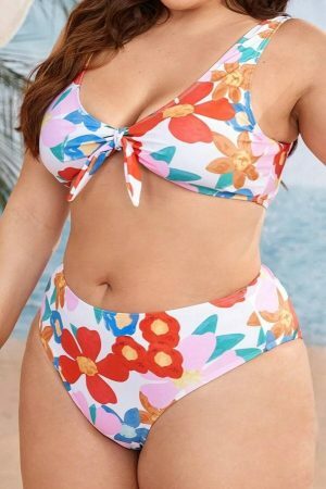 Y2K High Waist Floral Bikini Bottom for Plus Size Streetwear