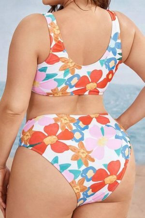 Y2K High Waist Floral Bikini Bottom for Plus Size Streetwear