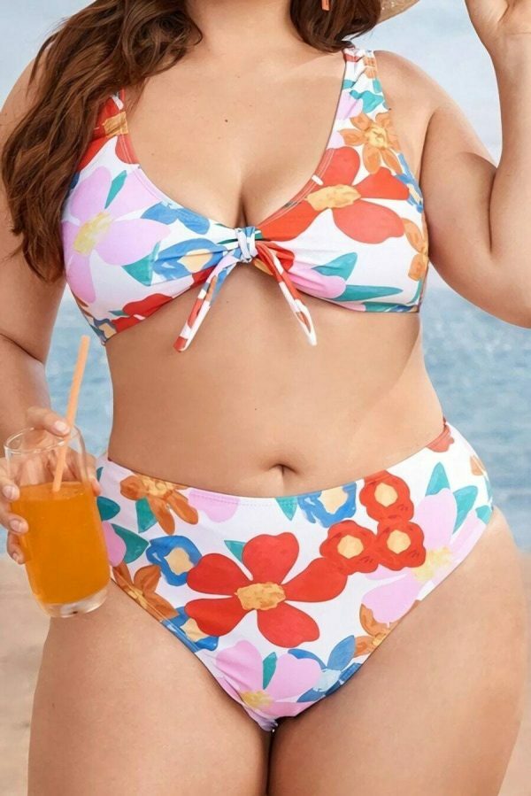 Y2K High Waist Floral Bikini Bottom for Plus Size Streetwear