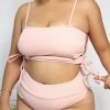 Y2K High Waist Pastel Bikini Bottom in Soft Pink