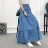 Y2K High Waist Patchwork Ruffle Denim Skirt - Streetwear Fashion