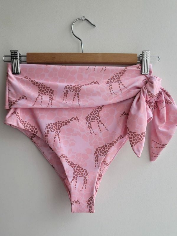 Y2K High Waist Pink Animal Print Bikini Bottom