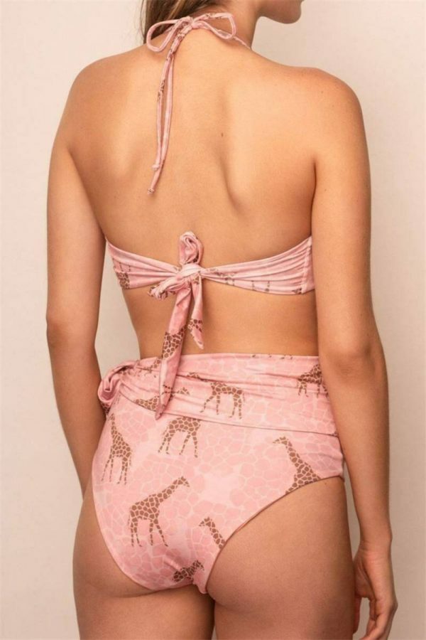 Y2K High Waist Pink Animal Print Bikini Bottom