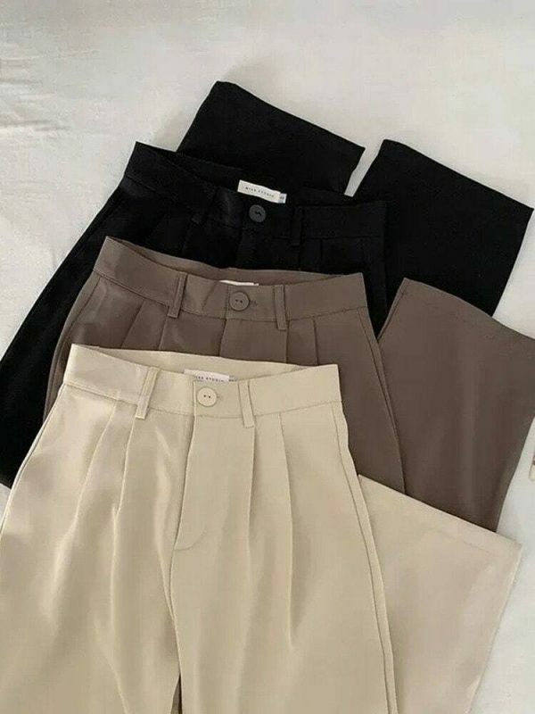 Y2K High Waist Suit Pants: Straight Office Trousers, Korean Streetwear