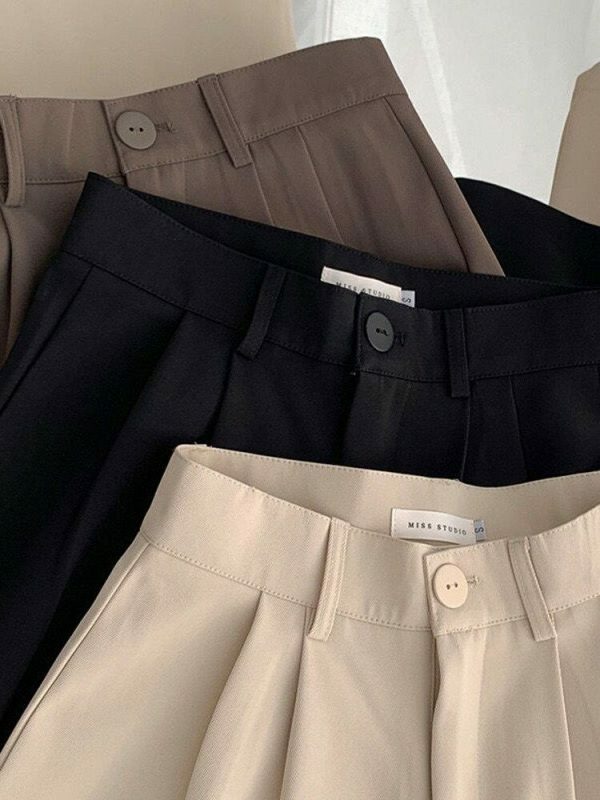 Y2K High Waist Suit Pants: Straight Office Trousers, Korean Streetwear