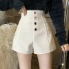 Y2K High Waist Wide Leg Button Shorts for Women - Korean Streetwear Fashion