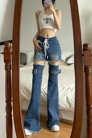 Y2K High Waist Wide Leg Trousers - Streetwear Fashion