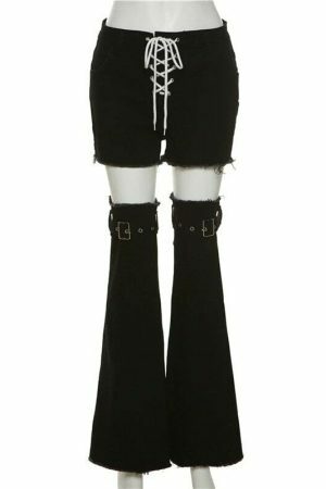 Y2K High Waist Wide Leg Trousers - Streetwear Fashion